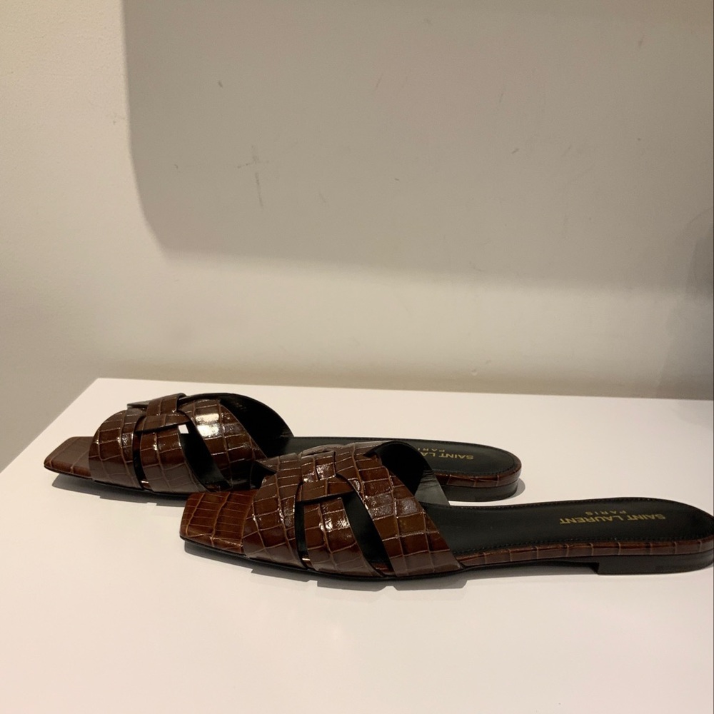 Brown Croc Tribute Sandals